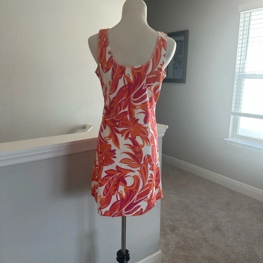 Boston Proper Terrycloth Dress Scoop Neck Tank Tropical Orange White Size XS - Picture 6 of 8